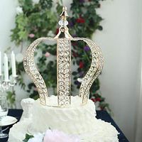 Tableclothsfactory 16" Gold Crystal Metallic Royal Crown Cake Topper with 204 Acrylic Beads for Wedding Birthday Party Special Event