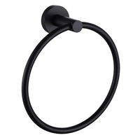 Hand Towel Ring, APLusee Stainless Steel Swivel Kitchen Towel Hanger, Modern Round Bathroom Hardware Space Saver, Matte Black