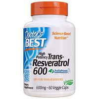Doctor's Best Trans-Resveratrol 600, Non-GMO, Vegan, Gluten Free, Soy Free, 600 mg, 60 Veggie Caps