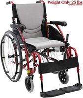 Karman Healthcare S-Ergo 115 16" Seat Width, Ultra Lightweight Ergonomic Wheelchair, Fixed Wheels - 25 lbs in Rose Red