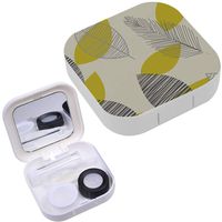 Portable Contact Lens Case Box Travel Kit Mirror + Bottle + Tweezers Container Holder [ Classic Leaf ]