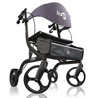 Hugo Mobility Explore Side-Fold Rollator Walker with Seat, Backrest and Folding Basket, Pearl Blk