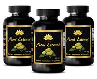 Natural Immune Booster - NONI Extract 500Mg - Cholesterol reducing Supplements - 3 Bottles 180 Capsules