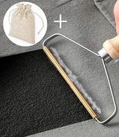 Konooy Portable Lint Ball Remover, Power Free Fuzz Fabric Shaver Reusable Double Sided Travel Wood Lint Rollers Fluff Roller Tool Fur Eraser Brush with Storage Bag