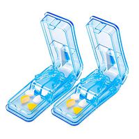 2 Pack Pill Cutter Professional Pill Splitter for Small or Large Pills, Vitamin Medicine Tablet Cutter Splitter with Retracting Blade Guard(Light Blue)