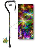 Aluminum Adjustable Walking Cane with Gel Grip Fireworks Design