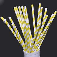 super1798 25 Pcs Striped Birthday Wedding Party Disposable Paper Drinking Straws Yellow
