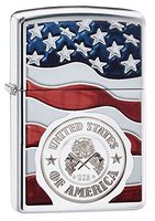 Zippo Personalized Message Engraved on Backside Customized American Flag Part2 Lighter Windproof Lighter (Style21)