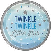 Creative Converting 322229 96Count Sturdy Style Dinner/Large Paper Plates, One Little star- Boy, One Little Star - Boy