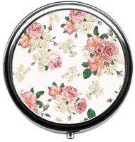 Eareeco - Flowers Round Pill Case/Pill Box/Pill Case/Case- Three-Compartment Pill Box/Pill Case