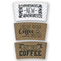 Unique, Recyclable, Printed Coffee Cup Sleeves, 30 Count (Variety Pack 1)