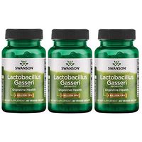 Swanson Lactobacillus Gasseri 3 Billion CFU Digestive Health Fat Metabolism Satiety Probiotic Supplement 60 Veggie Capsules (Acid-Resistant Designed-Release) (3 Pack)
