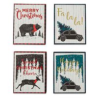 Set of 4 Holiday Gift Card Holders in Assorted Seasonal Styles - 4 Quality Hard Paperboard Boxes with Individual Designs and Christmas Sayings (Winter Breeze)
