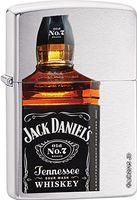 Zippo Jack Daniel's Whiskey Bottle Pocket Lighter, Brushed Chrome