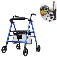 Hmwxbs Aluminium Foldable Walking Frame,Lightweight Alumium Rollator Walker- Rollator Walker with Wheels Back Support