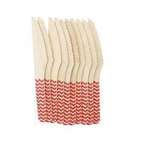 Youmewell Disposable Wooden Cutlery Wooden Knives Chevron Red 108 Count