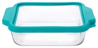 Anchor Hocking 8-inch Square Glass Baking Dish with Airtight TrueFit Lid, Teal, Set of 1