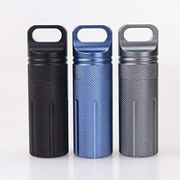 LEIWOOR 3PCS Air-Tight EDC Accessory Case, Waterproof Pill Fob Capsule/Match Case Battery Holder Case, Outdoor Survival Storage Box (B)
