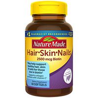 Nature Made Hair, Skin & Nails with 2500 mcg of Biotin Softgels, 60 Count for Supporting Healthy Hair, Skin and Nails† (Packaging May Vary)
