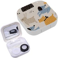 Portable Contact Lens Case Box Travel Kit Mirror + Bottle + Tweezers Container Holder [ Childish ]