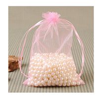 MELUOGE 100pcs 6X9 Inches Organza Drawstring Jewelry Pouches Bags Party Wedding Favor Gift Bags Candy Bags (Pink)