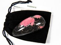 Fundamental Rockhound Products: Rhodonite Massage Wand Teardrop Style Natural Gemstone Crystal, Power Stone with Carrying Pouch