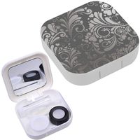 Portable Contact Lens Case Box Travel Kit Mirror + Bottle + Tweezers Container Holder [ Beautiful Hearts ]
