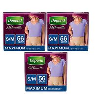 Depend Silhouette Incontinence Underwear for Women, Maximum Absorbency, S/M, Beige, 56 Count (3)