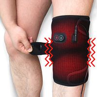 Creatrill Massaging Heated Knee Brace Wrap, Heat & Massage 3 Settings, Heating Pad Wrap with 2 Vibration Motors for Knee Injury, Cramps Arthritis Recovery, Massager for Muscles Pain Relief Relax