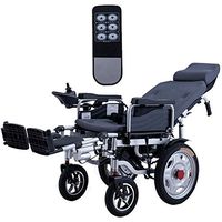 NILINLEI Multi-Function Folding 4-Wheel Wheelchair, Electric Electromagnetic Brake Travel Wheelchair, Full Arms Footrests Calf Pads, Suitable for Various Pavement