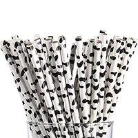Rainbowrose 250pcs Biodegradable Paper Straws Drinking for Bubble Tea, Juice Birthday Paper Drinking Party Weddings Baby Showers Supplies (Cow Print)
