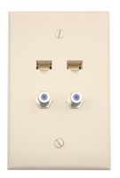 Leviton 5EA20-M4T QuickPlate, 2 Data Port, and 2 F-Connectors, Light Almond