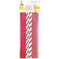 Multicraft Imports Party Craft Paper Straws (24 Pack), Red Medley