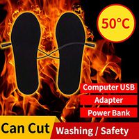Battery Powered Rechargeable Heated Insoles Foot Warmers for Men and Women Heated Shoes Insoles Electric Socks Charging Winter Warming USB Rechargeable