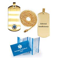 Adrenal Insufficiency Medical Alert ID Dog Tag Pendant in Anodized Titanium