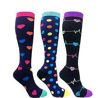 Compression Socks for Men & Women, (3 Pairs) 15-20 mmHg Compression Crew Socks for Running, Athletic Sports, Crossfit, Maternity,Flight Travel (L/XL)