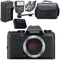 Fujifilm X-T100 Mirrorless Digital Camera (Black) 16582177 + Carrying Case + Universal Slave Flash Unit + Hand Strap Bundle