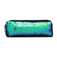 Flip Sequin Pen Case | Large Capacity Pencil Bag | Glitter Pencil Holder Organizer with Zipper Closure | Multifunctional Double Stationery Organizer Makeup Bag 1PC (Green)