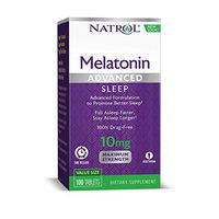 Natrol Melatonin Advanced Sleep Tablets with Vitamin B6, Helps You Fall Asleep Faster, Stay Asleep Longer, 2-Layer Controlled Release, 100% Drug-free, Maximum Strength, 10mg, 100 Count