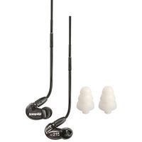 Shure SE215-K Sound Isolating In Ear Stereo Earphones (Black) with 3 Pairs of Triple Flange Sleeves for Better Sound Isolation