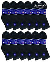 Yacht & Smith Loose Fit Non-Binding Soft Cotton Diabetic Crew and Ankle Socks, Bulk Value Pack (12 Pack Black Ankle, Women (9-11))