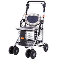 Rollator Walker with Seat Seniors Accessories Folding Transport Chair with Bag Non-Slip Rolling Rollator Light Weight Aluminum Alloy Adjustable