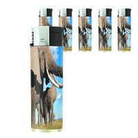 Butane Refillable Electronic Lighter Set of 5 Pieces Elephant Design-007
