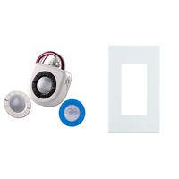Leviton OSFHU-ITW Fixture-Mounted PIR High-Bay Sensor with 3 Interchangeable Lenses, White with Screwless Wallplates, 8-Pack