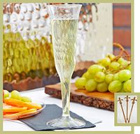 40 Count Disposable Champagne Glass 5 oz Plastic Clear Heavyweight 1-Piece Flute Upscale