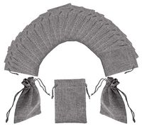 Drawstring Gift Bags - 50-Pack Jewelry Pouch Gift Bags, Burlap Gift Bags, for Jewelry, Accessory, Candy, Wedding, Baby Shower, Birthday Party Favors, DIY Art Craft, Grey, 5.25 x 3.8 Inches