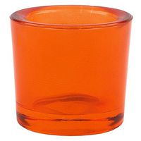 Bluecorn Beeswax Heavy Glass Votive and Tea Light Candle Holders (12, Orange)
