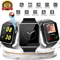 Smartwatch for Android, Bluetooth Smartwatch Touch Screen Sport Wrist Watch Smartwatch Phone Fitness Tracker with Camera Pedometer SIM TF Card Slot for All Smartphones Samsung (Black-X6)
