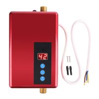 Water Hearter, 220V 5.5KW Mini Tankless Instant Electric Hot Water Heater for Kitchen Bathroom Shower (Red)
