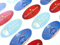 Pack of 30 Christian, Religious Christmas Oval Stickers, Colorful Envelope Seals Labels for Cards, Festive Craft and Decoration